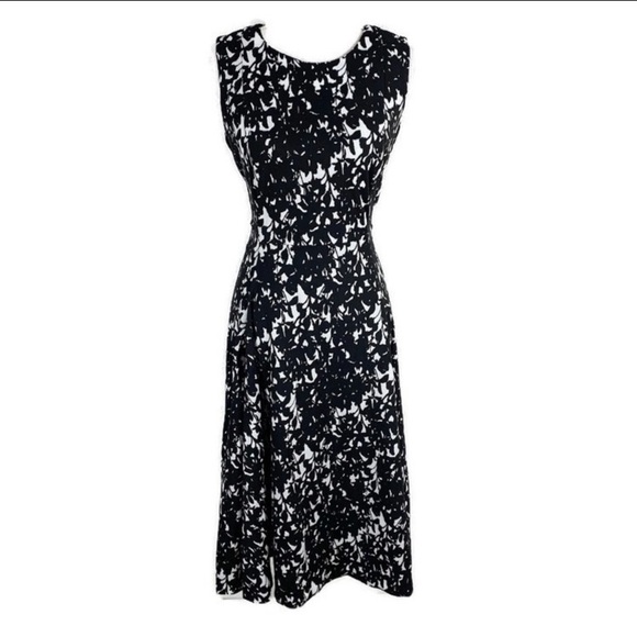 Calvin Klein Dresses & Skirts - Calvin Klein black white jacquard midi dress 10